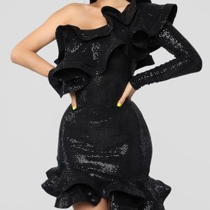 “Throwin shade” sequins ruffle dress